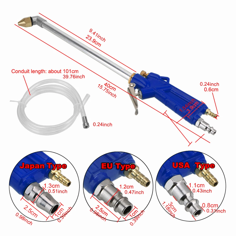 Pistola de agua de motor con manguera de 100cm y 40cm, herramienta de limpieza neumática, piezas de maquinaria, cuidado del motor, herramienta