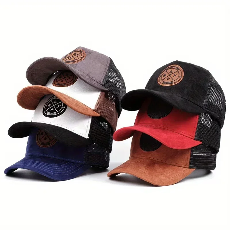 New round label letter grid baseball cap Spring and autumn outdoor men\'s and women\'s casual sunshade cap