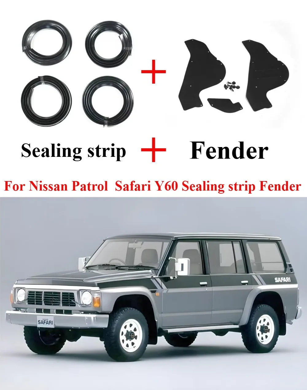 For Nissan Patrol Super Safari Y60: Wheel Arch Fender Seals and Front Wheel Frame Engine Interior Connection Fenders
