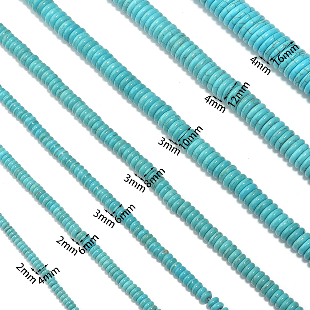 Blue/White Turquoise Stone Natural Stone Beads Flat Round Loose Spacer Beads For Jewelry Making DIY Bracelet Necklace Accessorie