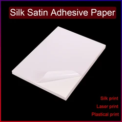 A3 A4 Silk Satin Adhesive Stick Papier Weiß Farbe Starke Kleben Label Aufkleber Wasserdichte Plastischen Siebdruck Laser Druck