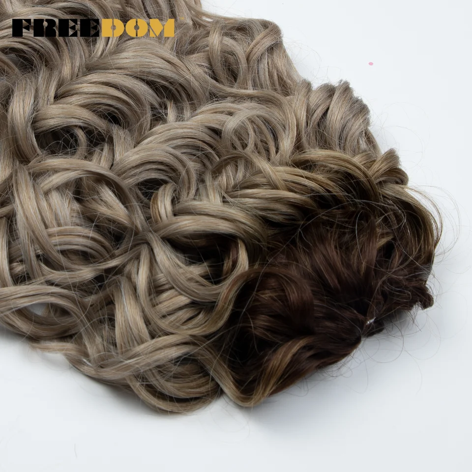 FREEDOM 24 Inches 300g Deep Curly Wavy Synthetic Crochet Twist Hair Ombre Brown Blonde Rainbow Crochet Braiding Hair Extensions image 5