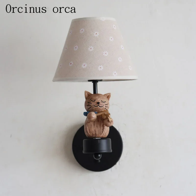 American cartoon kitten wall lamp children's room boys and girls bedroom modern minimalist creative animals LED wall lamp