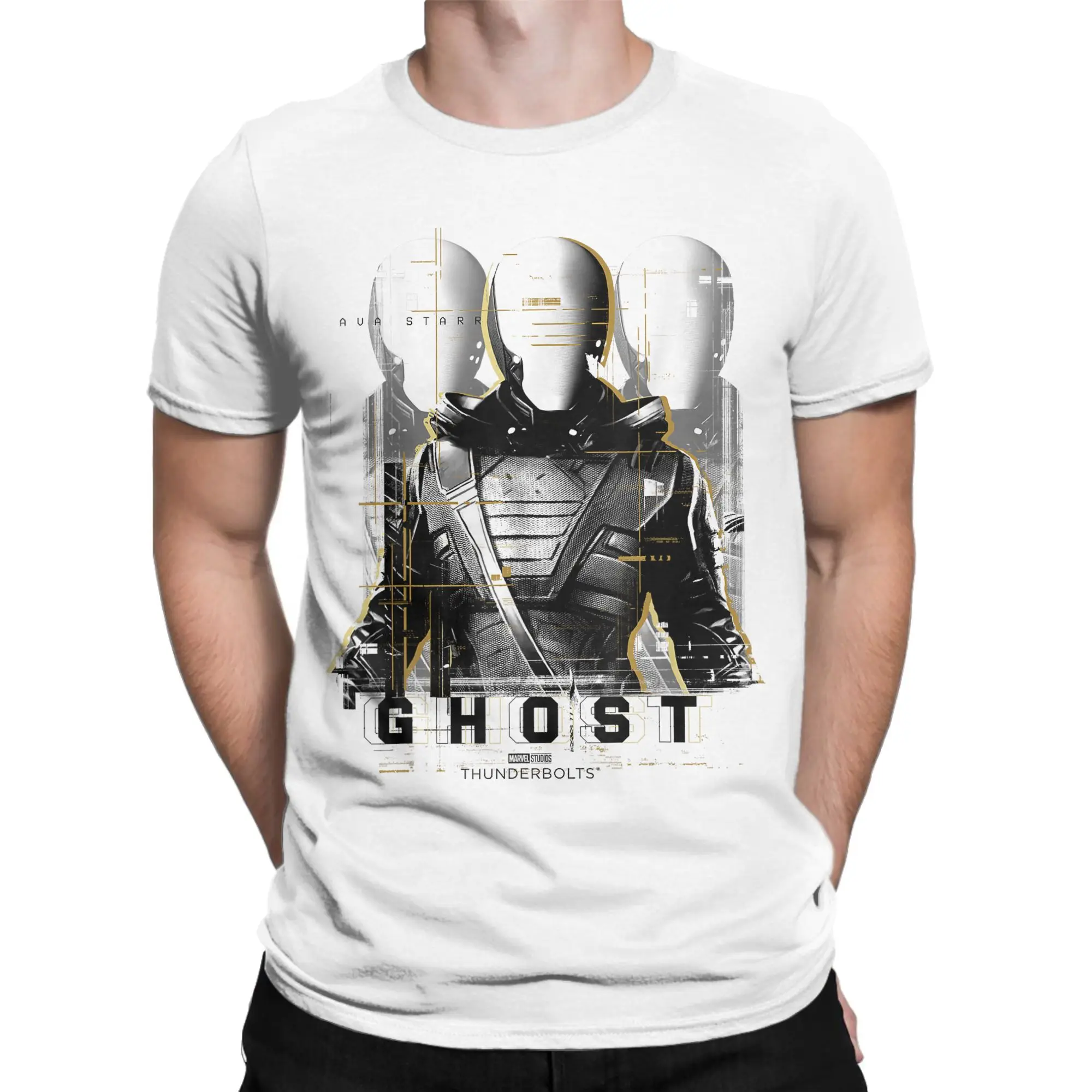 Thunderbolts Ava Starr Ghost Showcase تي شيرت الرجال القطن الخالص موضة تي شيرت س الرقبة تي شيرت ملابس قصيرة الأكمام حجم كبير