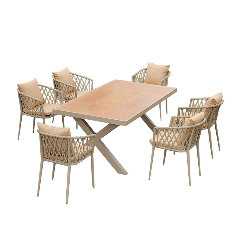 

Outdoor barbecue table and chair combination, villa outdoor, leisure aluminum alloy