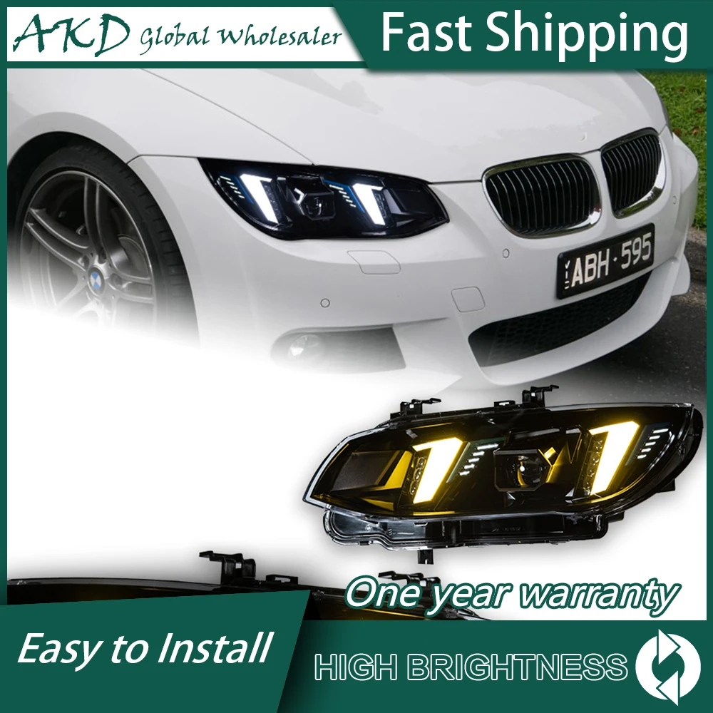 For BMW E92 Headlights 2010-2012 E93 DRL Day Running Light LED Bi Xenon Bulb Fog Lights Car Accessory 330i 335i E93 Head Lamp