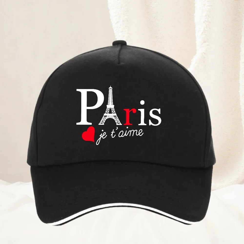 Paris Eiffel Tower I Love You Adjustable Baseball Cap Polyester Casual Outdoor Travel Unisex Adult Travel Hats