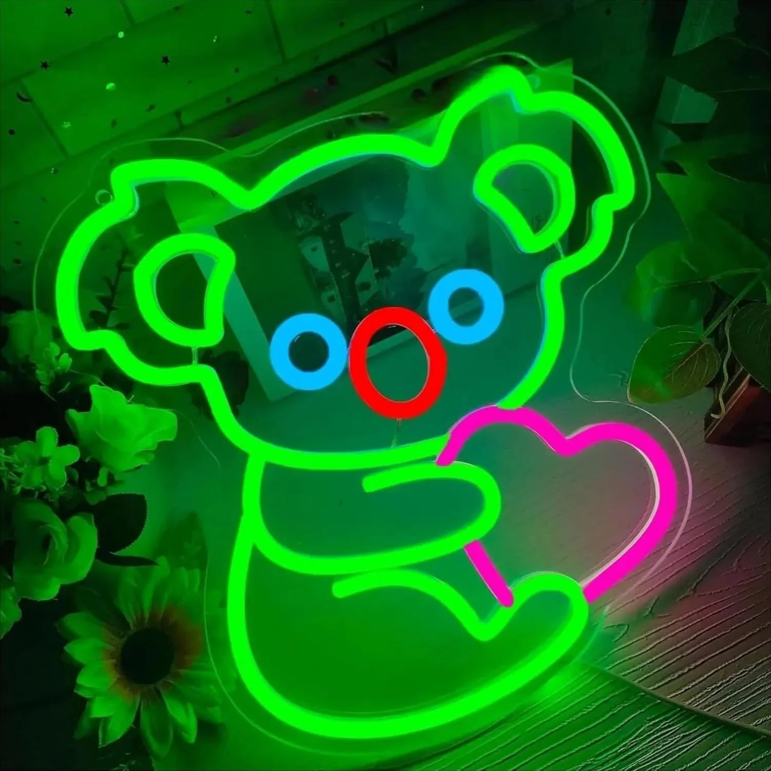 Kids Outdoor Gift Ideas - Schattig Koala Beer Neonlicht Groen Hart