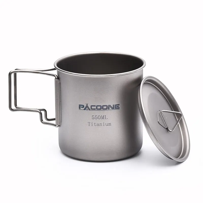 PACOONE Camping Ultra Light Titanium Cup 220ml/380ml/550ml Outdoor Picnic Equipment Water Cup Coffee Cup