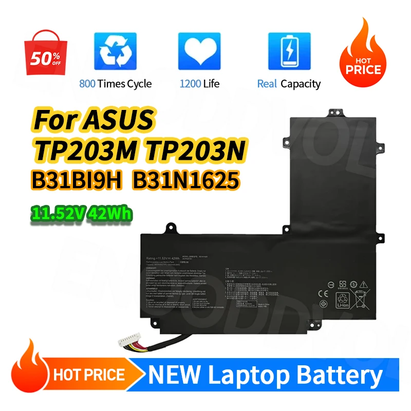 

100% новый аккумулятор для ноутбука B31N1625 для ASUS Asus VivoBook Flip 12 TP203MAH TP203NAH 11,52 В 42 Втч B31BI9H аккумулятор 0B200-02470100