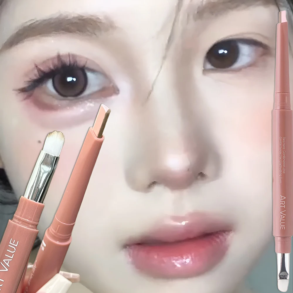 2 Color-Blocking Slapende Zijderups Stick Ombre Roze Bruin 2-in-1 Markeerstift Ultradunne Natuurlijke hovelingen Onderste Lash Line ﻿ Kosmeitc
