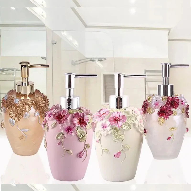 Vintage Soap Dispenser Luxury Exquisite Resin Colorful Painted by Hand Durable Soap Dispenser for Bathroom Kitchen Hotel