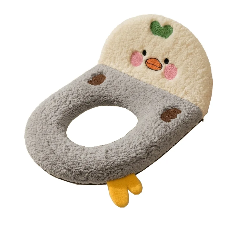Thickened Toilet Seat Cover Chicken Shape Backrest Zipper Closure Cartoon Chicken Toilet Cushion Non-Slip Removable