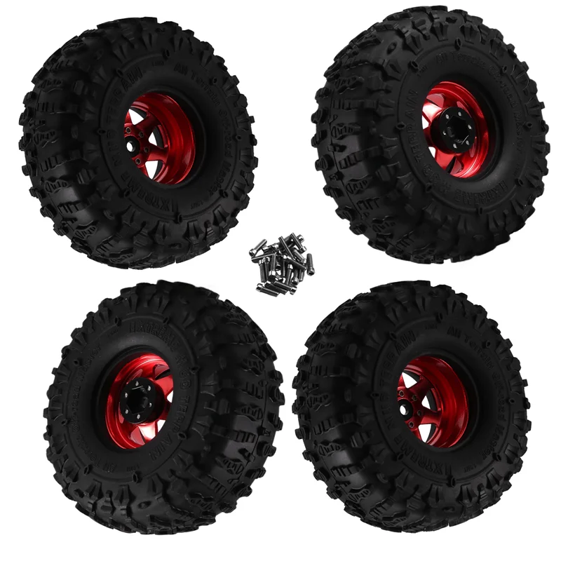 

ABDE-4Pcs 122 мм 1,9 дюйма металлический обод колеса с замком, набор резиновых шин для 1/10 RC гусеничного автомобиля TRX4 D90 D110 осевой SCX10