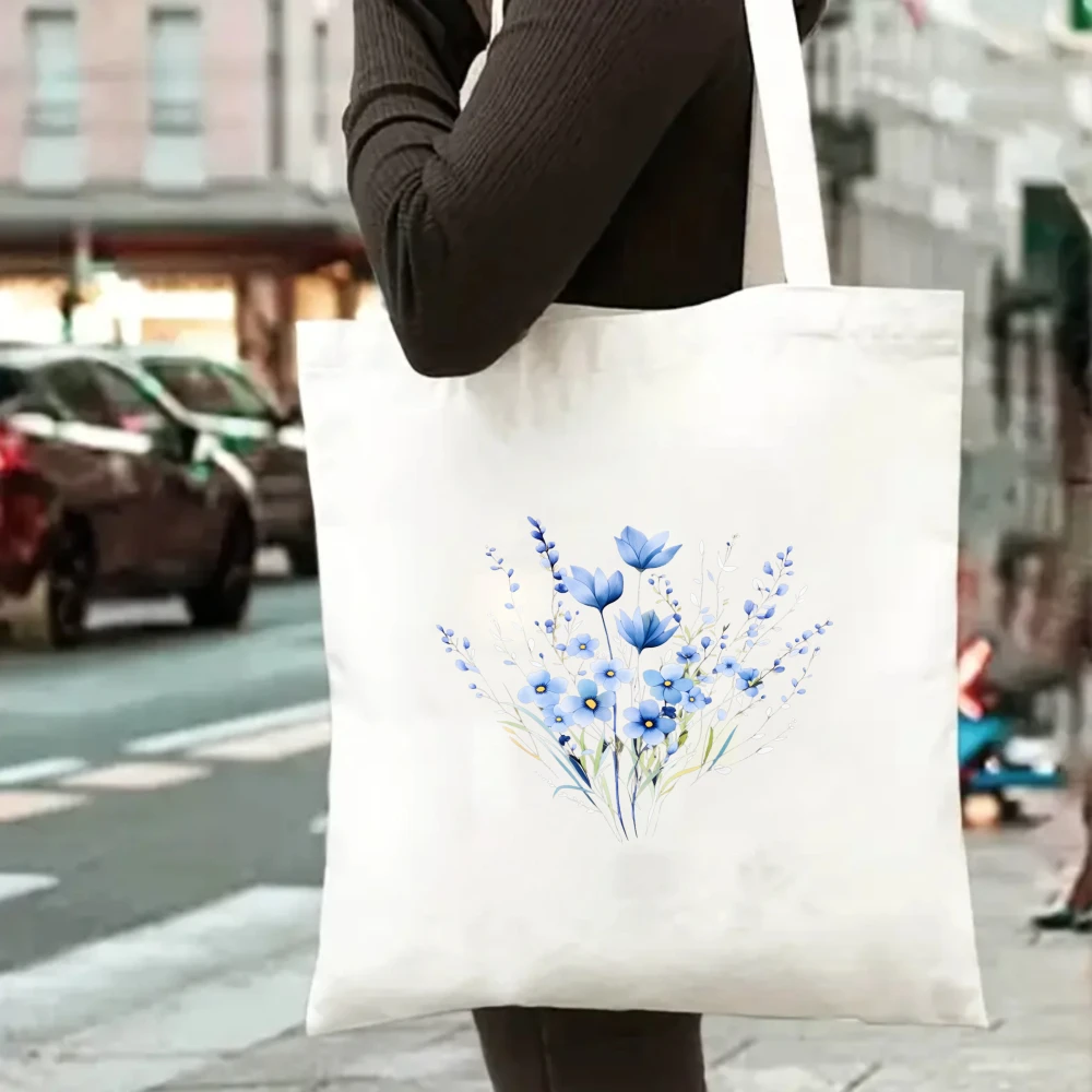 Flowers Daisy Lavender Rose Garden Shopping Bags Floral Canvas Tote Bag Shoulder Bags Eco Friendly Reusable Cute School Tote Bag