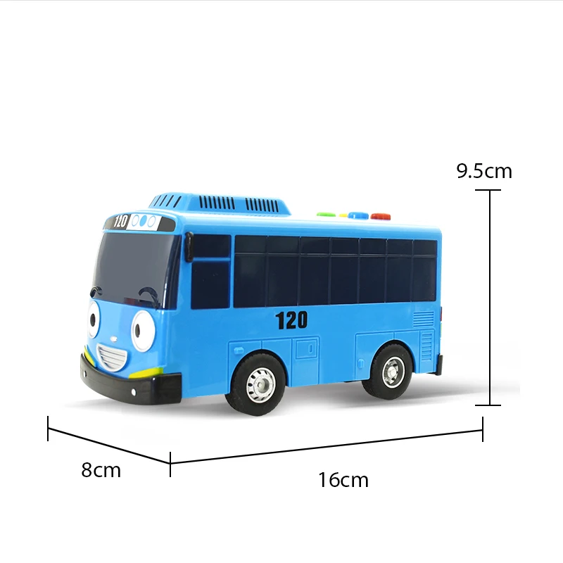 Tayo the Little Bus 만화 장난감 자동차, 어린이 풀백 및 마찰 자동차, 라이트 업 4 종 세트, 어린이 선물, 한국 정품, 16cm