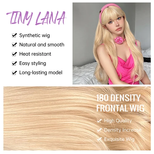 Imagen 2 del producto Pelucas sintéticas onduladas rubias largas con flequillo, Cosplay de Lolita, pelucas de pelo ondulado Natural Rubio para Halloween para mujeres blancas, resistentes al calor