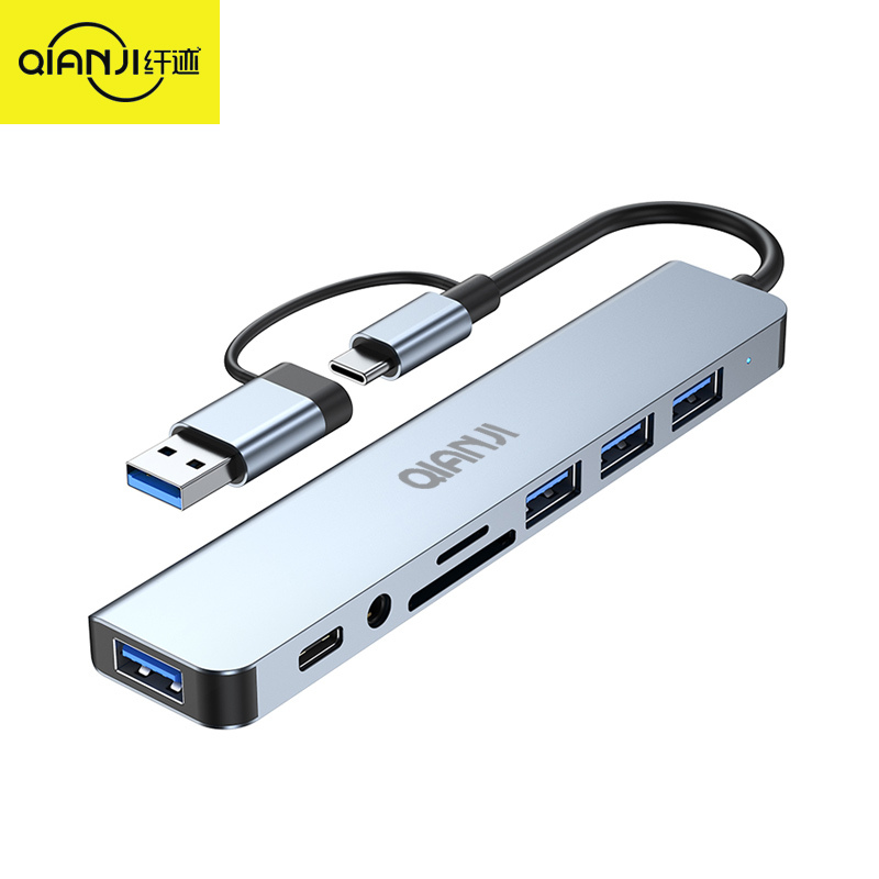  8 in 2 USB HUB With Splitter Card Reader, USB C Port, USB 3.0 / 2.0, SD/TF Splitter Card Reader, Docking Station 