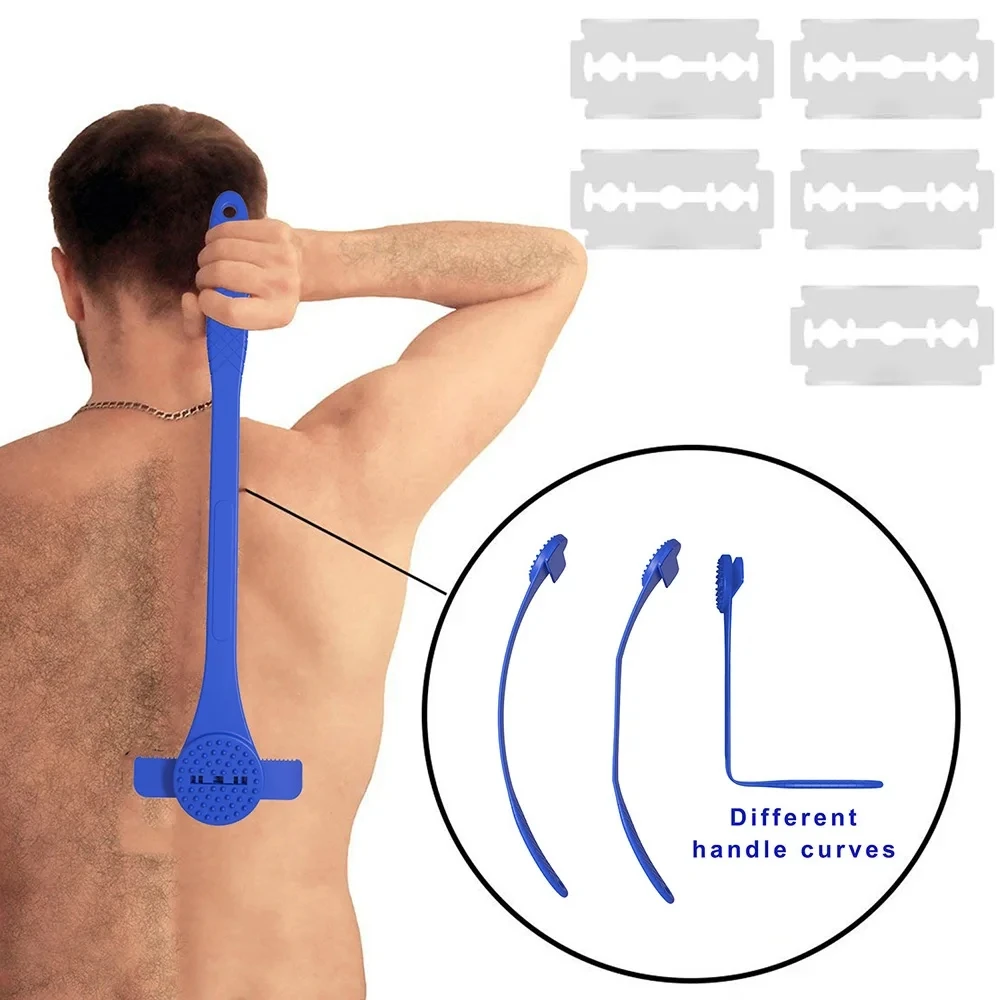 Silica Gel pencukur punggung tubuh Fflexible pisau cukur pegangan panjang pemangkas rambut punggung pria pemangkas penghilang rambut kaki tubuh wanita