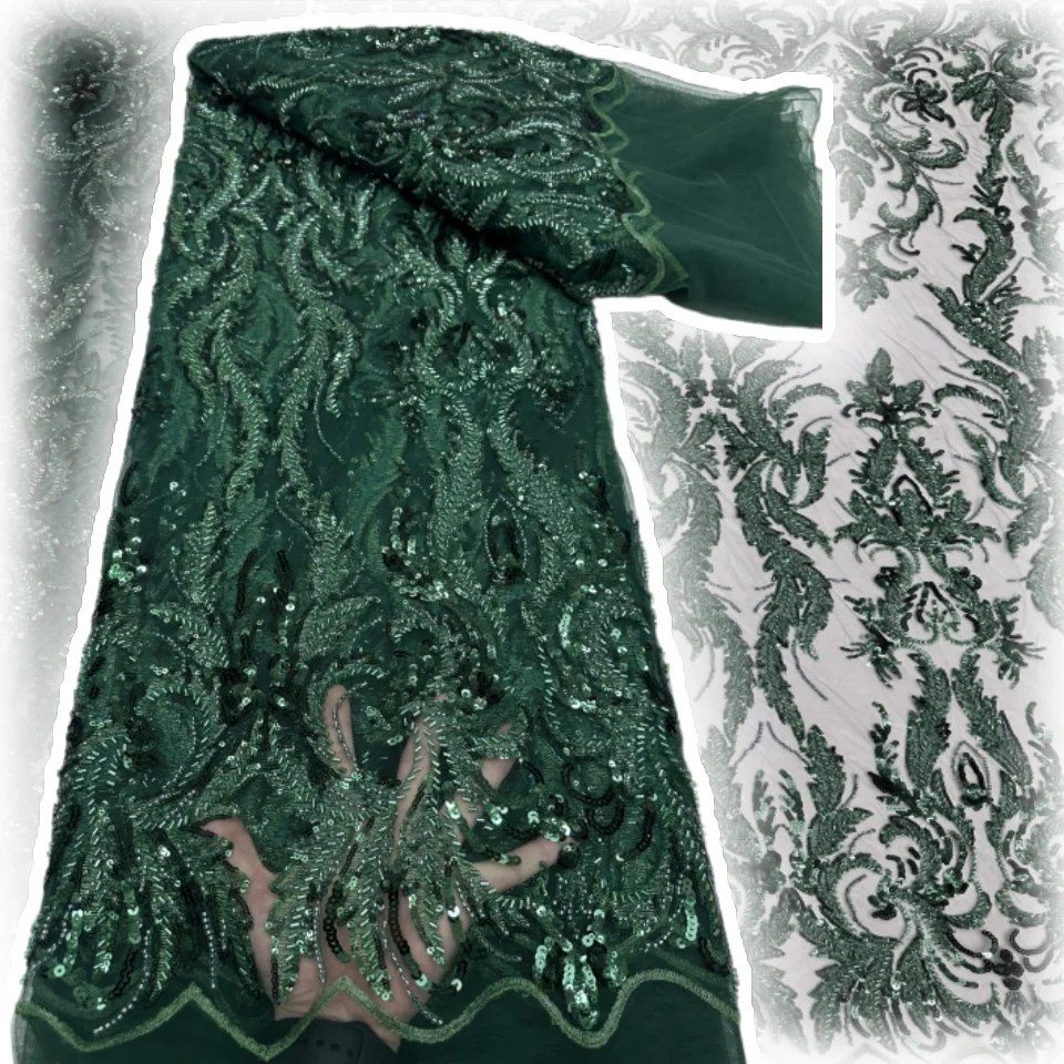 

Sky Blue Elegant Handmade Beads Embroidery French Tulle Lace Fabric for Party Nigerian Luxury Sequines Lace Fabric Wedding S1542