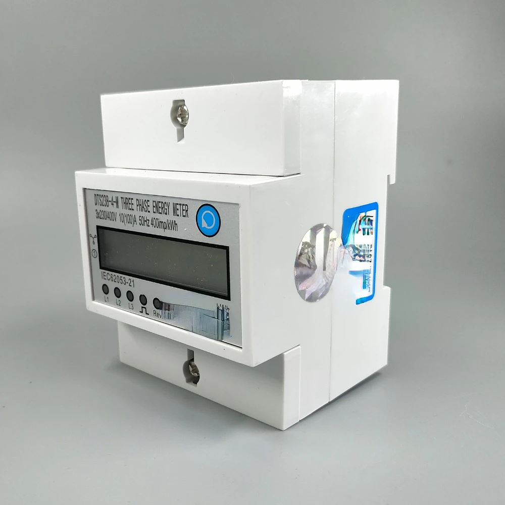 4P 10(100)A three phase rail KWH Watt hour din-rail energy meter LCD 3*230/400V 3*120/208V 3*220/380V 2*120/208V 50Hz 60Hz