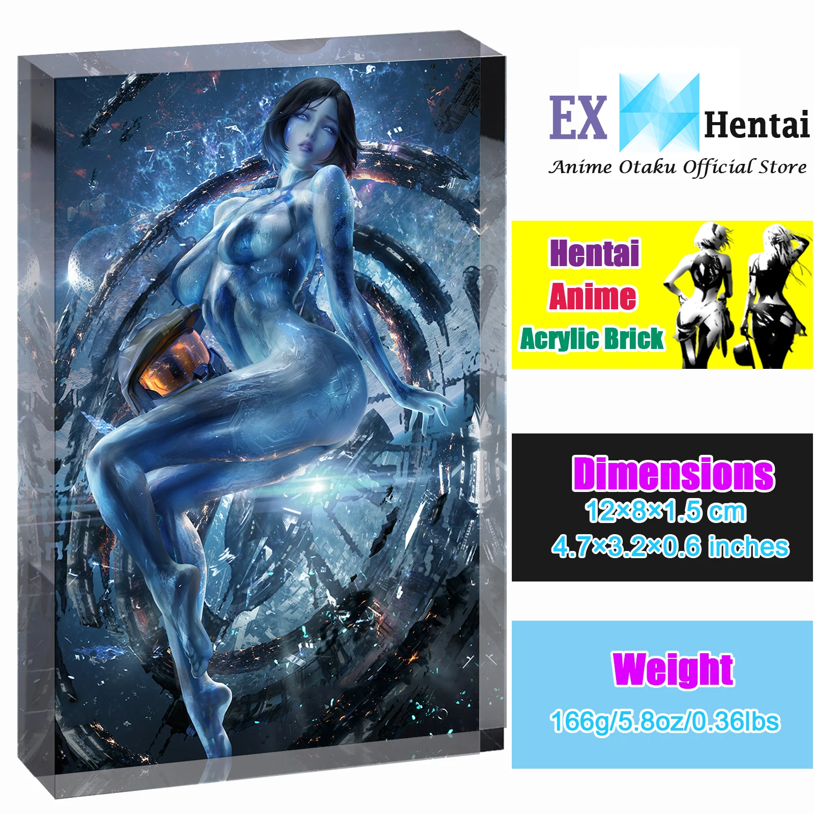 

Sexy Cortana Waifu Desk Poster, Halo Anime Acrylic Block, Sci-Fi AI Girl Art, Collectible Gamer Gift for Men