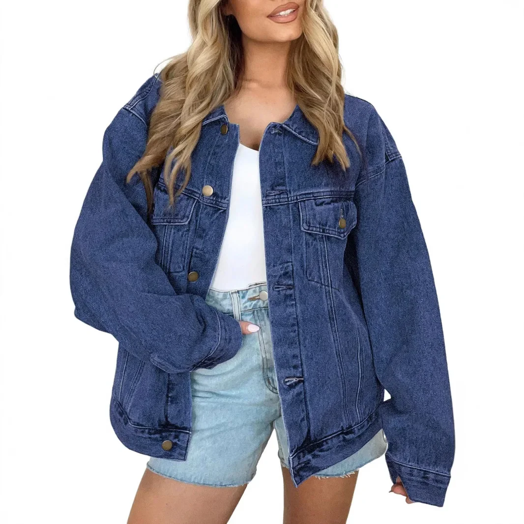 

2025 New Women Denim Coat Jackets Casual Loose Jean Jacket