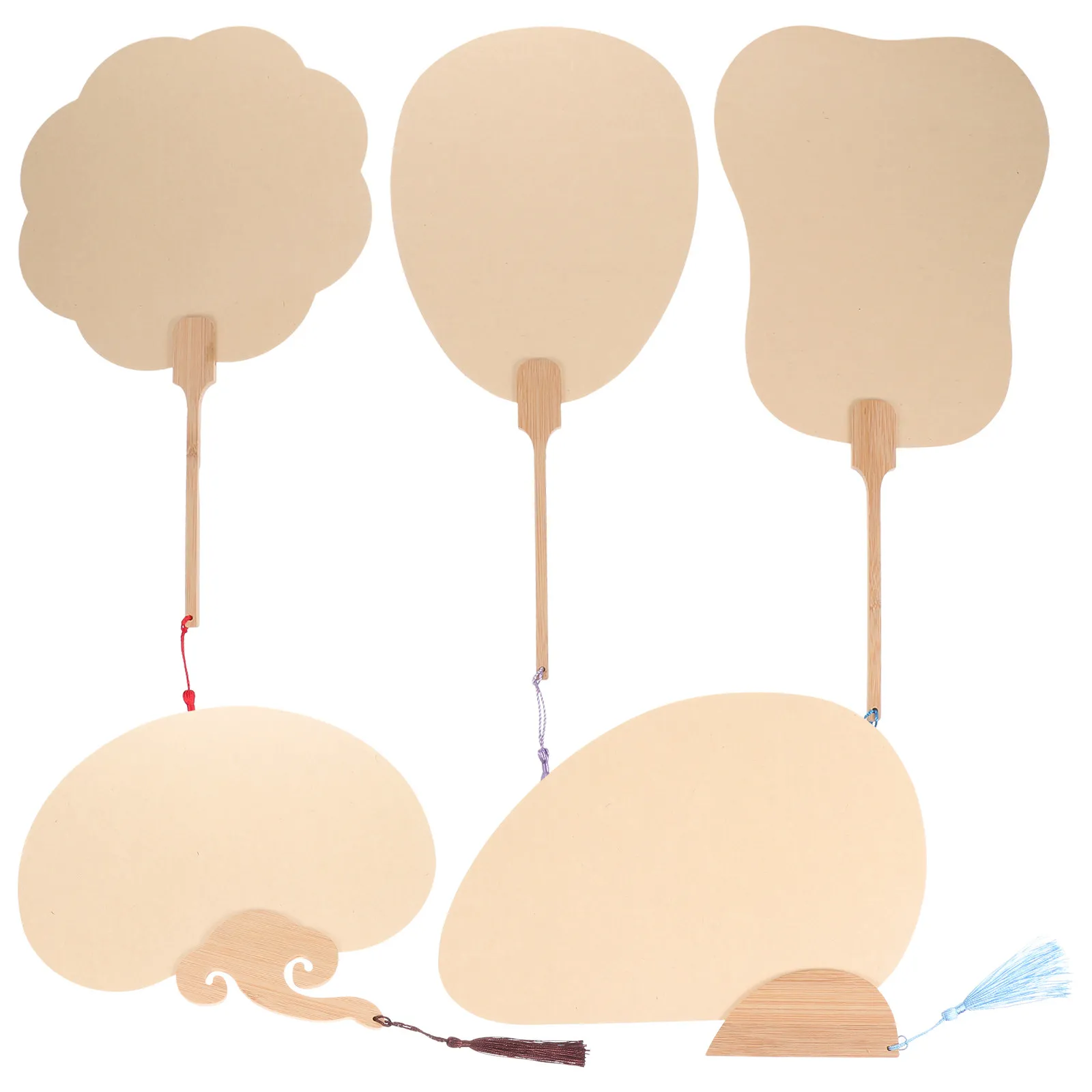 5Pcs Palace Fan DIY Painting Kit Premium Round Hand Fans for Creative Graffiti Art Craft Activity Set Chinese Style Blank