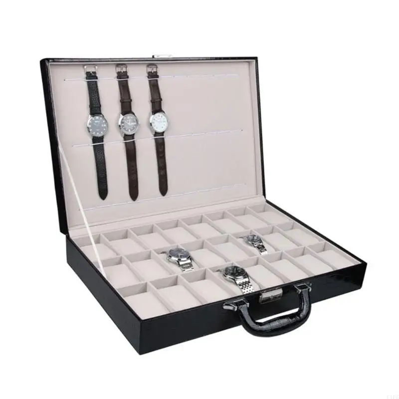 

Watch Case Jewelry Box for Men 24 Slots Watcth Box Lockable Storage PU Watch Collection Box Christmas Gift