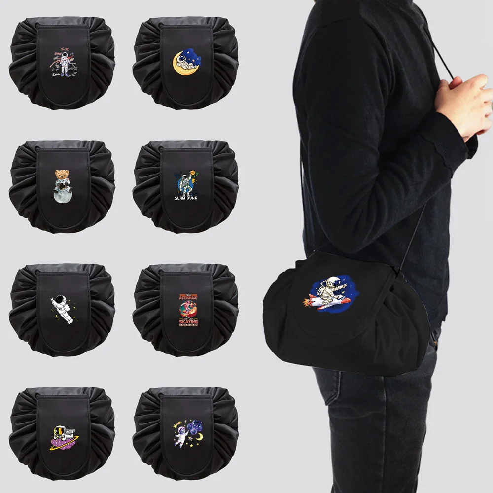 

Drawstring Cosmetic Bag Makeup Bag Portable To Receive The Magic Device Travel Portable Simple New Astronaut Print Cosmetic Bag