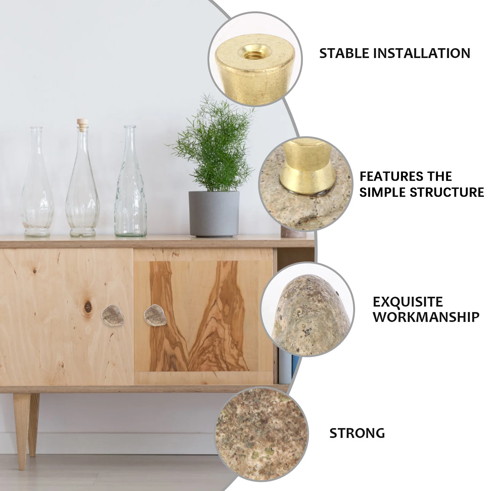 1Pcs Stone Cabinet Handle Creative Furniture Hardware for Wardrobe Drawer Door Cabinet Pull Handle Replacement