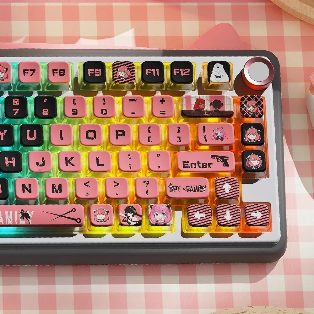 أغطية مفاتيح Spy x Family Anime، أغطية مفاتيح RGB PBT لامعة ذات 4 جوانب، ملف تعريف MSA قابل للتبديل السريع للوحة المفاتيح الميكانيكية