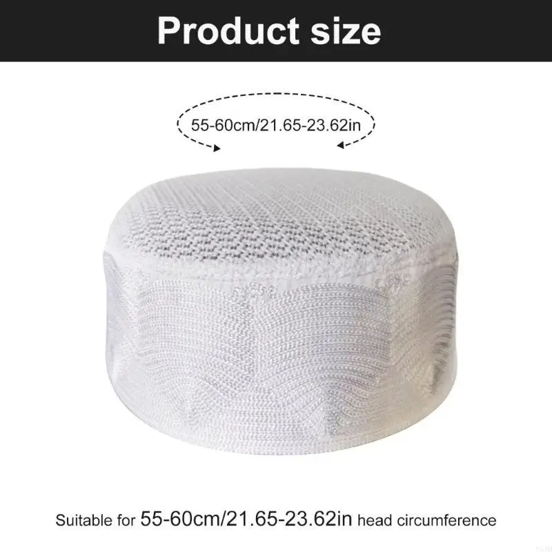 y5jd المسلمين العرقيين رجال صلاة القبعة الكروشيه الكوفي الإسلامي قبعة مريحة نماز قبعة الإسلامية التقليدية