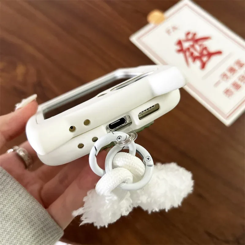 Kreative Katze Ohr Text Telefon Fall für Samsung Galaxy Z Flip 6 5 4 3 Schutzhülle Zurück Abdeckung für ZFlip4 ZFlip5 ZFlip6 Fall Shell