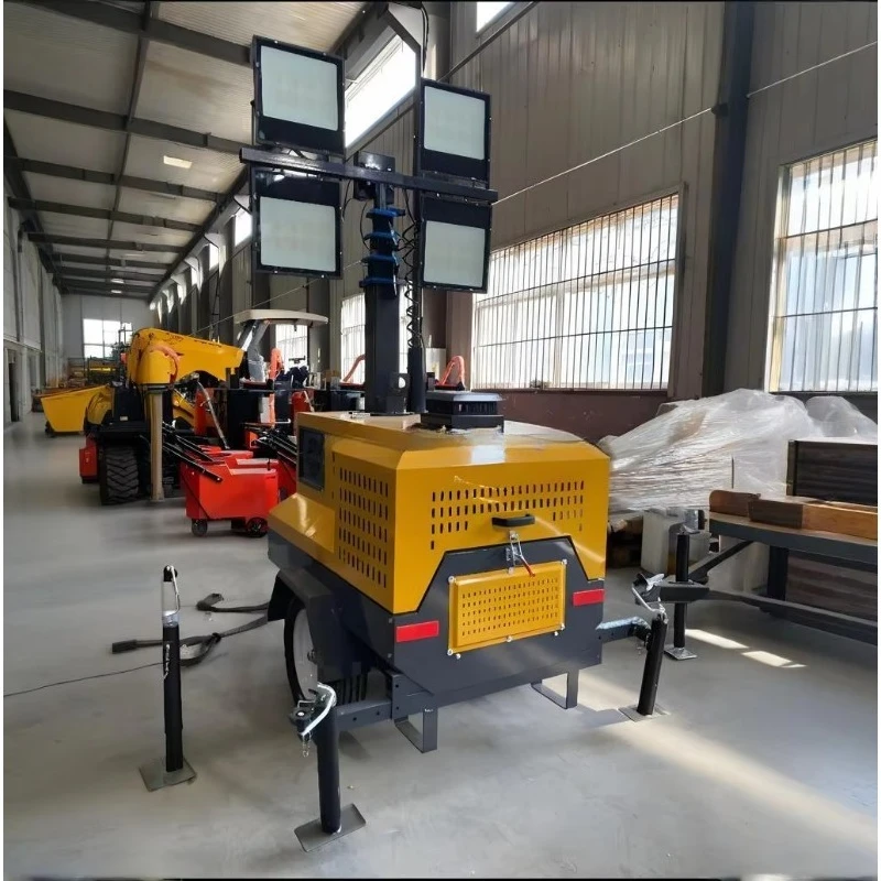 High-Intensity 400W*4 Light Tower for Mining & Tunnel Construction - 100m Illumination Range