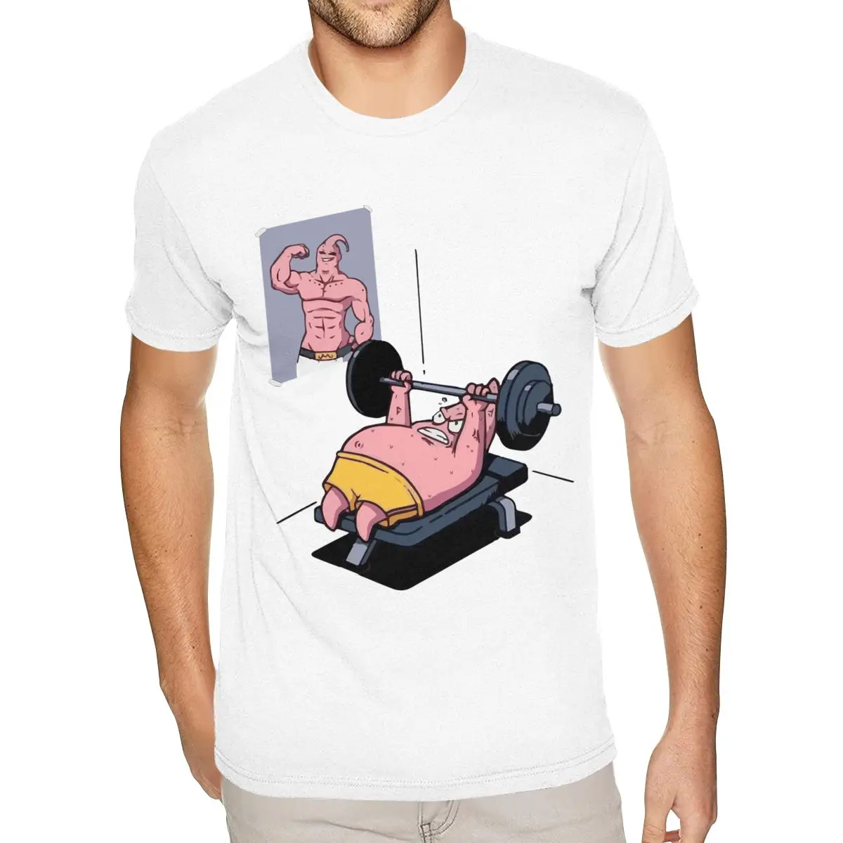 تي شيرت صيفي باتريك جيم بأكمام قصيرة للرجال مقاس صغير تي شيرت أبيض #1