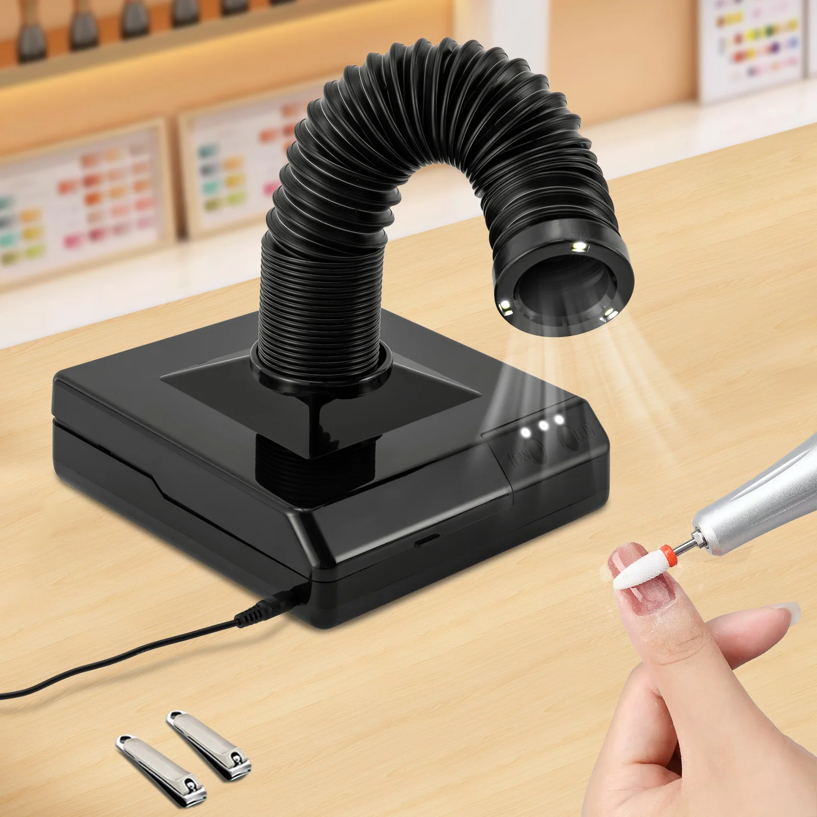 60W Dental Nail Dust Collector Countertop Vacuum Nail Art Manicure Dentist's Dust Clean Tool for Polishing Work Dental Lab Workstations Aspirator