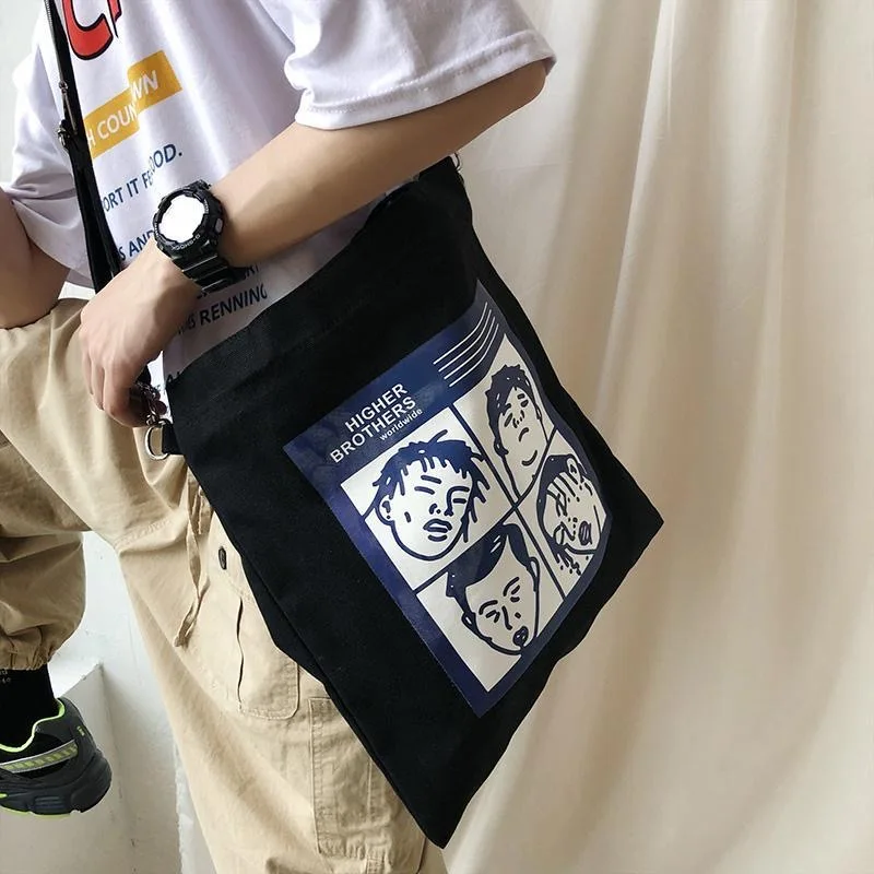 Bolsa de mensajero de estilo Anime japonés, bolso de estudiante de ocio, bolso cruzado de viaje de lona con Graffiti artístico, bolsa de Fitness de gran capacidad