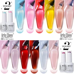Arte Clavo 2Pcs/Set 15ml Jelly Color Nail Gel Polish Nail Supplies Purple Pink Red Blue Green Nail Art Varnish Manicure Kit