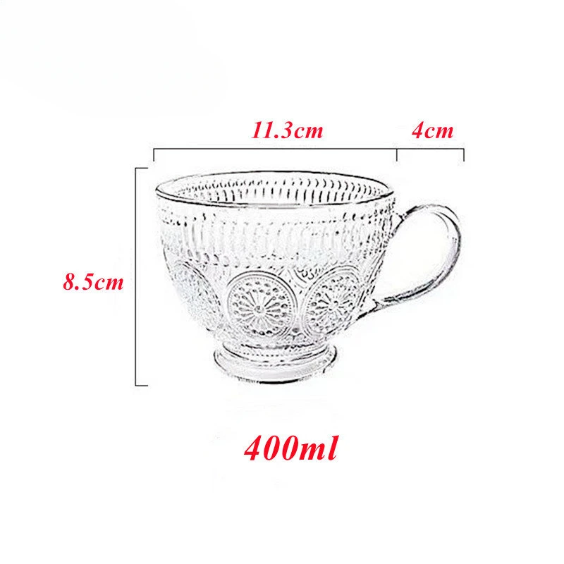 400ml Glass Breakfast Mug Fruit Milk Mug Cute Glass Coffee Cup Household  with Handle Capacity Oatmeal Drinkware