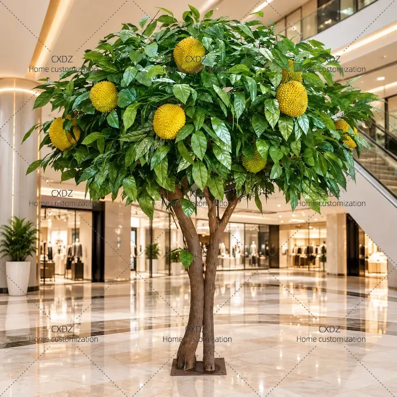 Simulation Durian Tree Musang King Golden Pillow Model Large Indoor Fruit Tree Decoration for Shopping Mall Supermarket