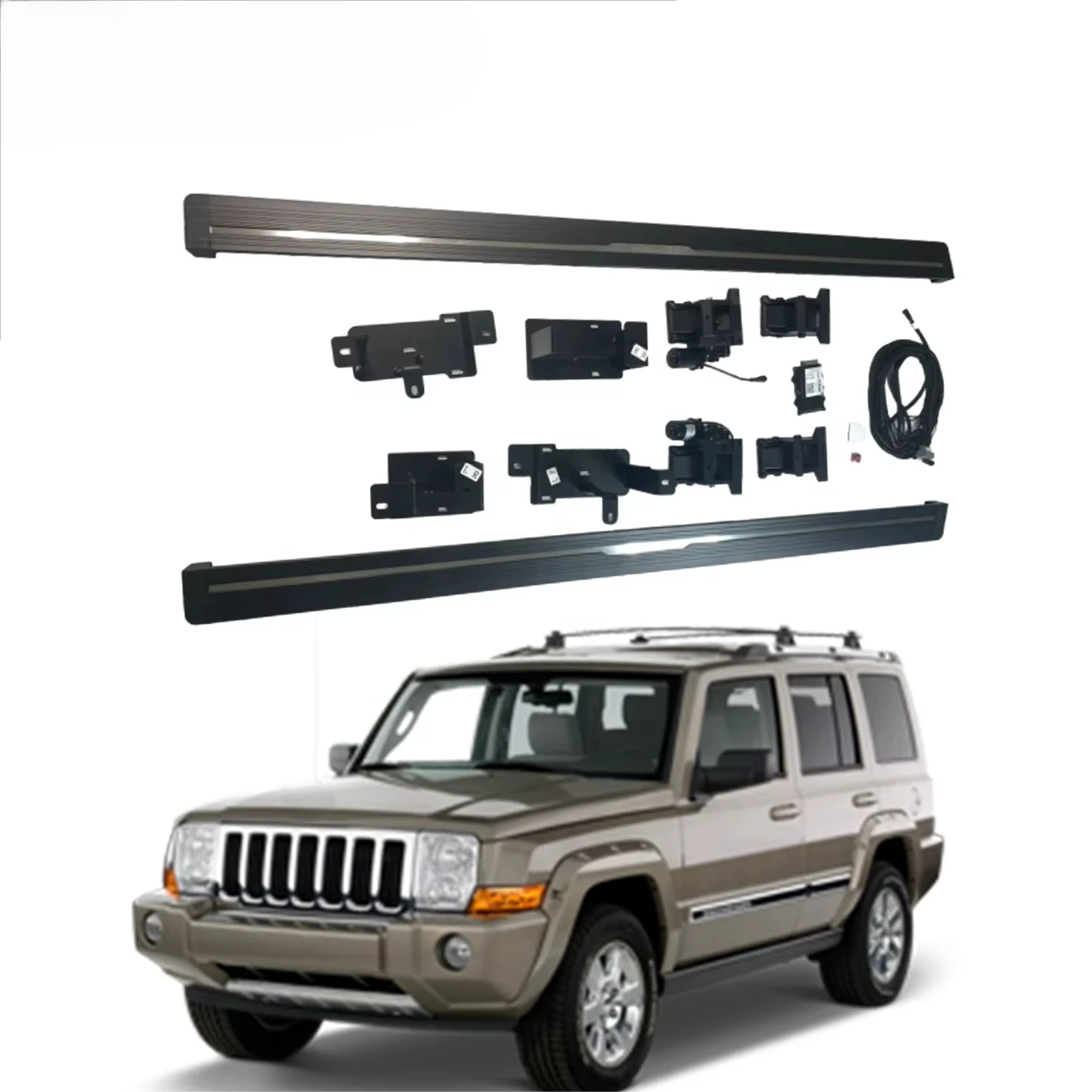 Quality Black Aluminum Electric Side Pedal Auto Foot Step Automatic Folding Running Board for Jeep Commander XK/XH Best Price
