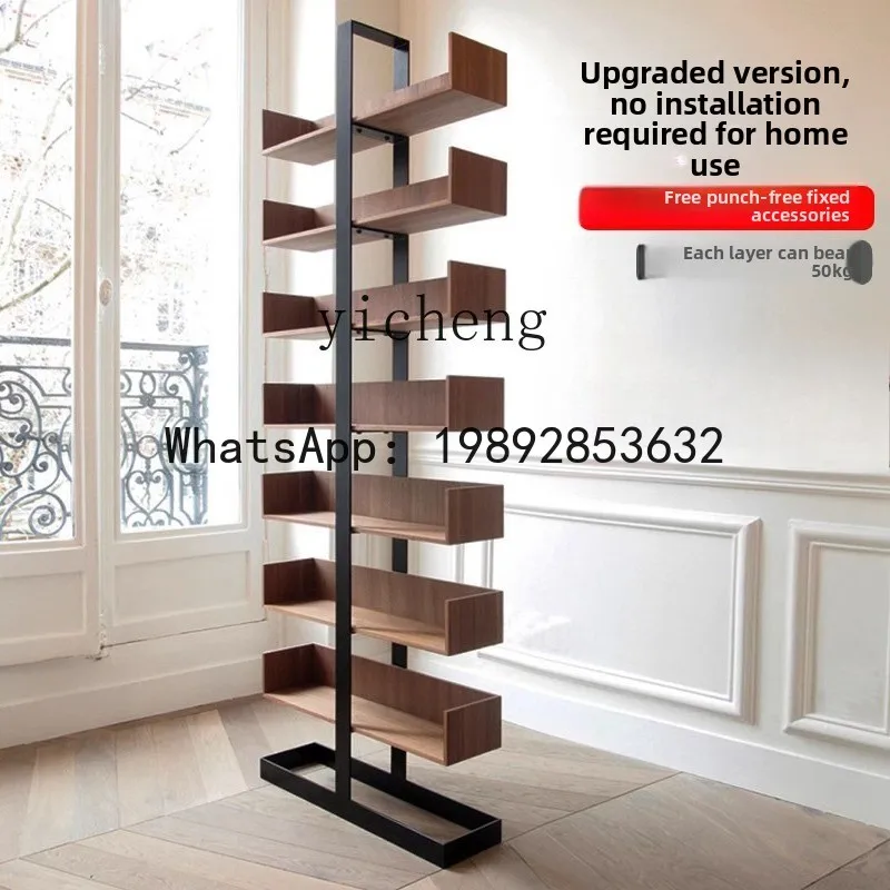 J3   free installation floor bookshelf custom bookcase cream wind picture book rack narrow slot
