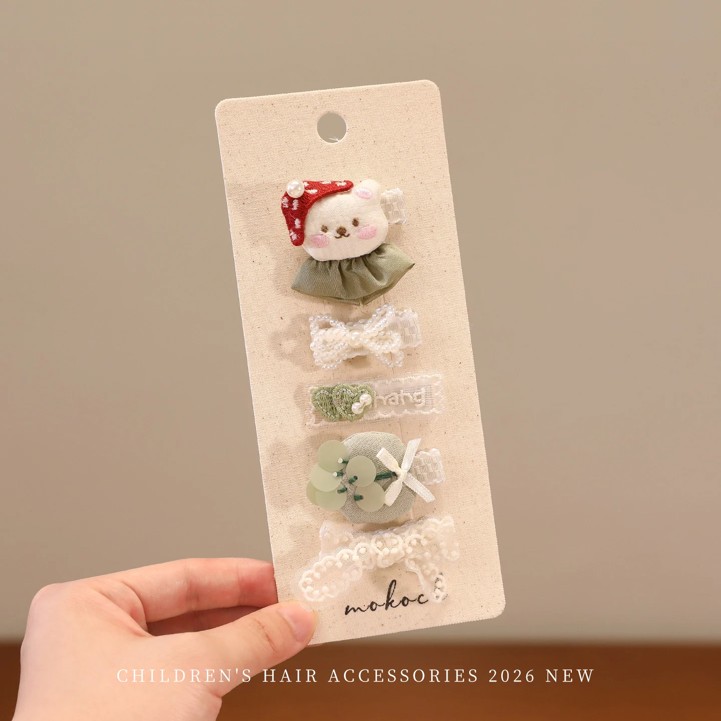 5-teiliges BB-Clips-Set für Kinder, Haarschmuck, süße bedruckte Haarspangen, Haarspange für Mädchen, Haarspange im Ins-Stil, Schleifen, Haarnadel-Ornament – Detail 4