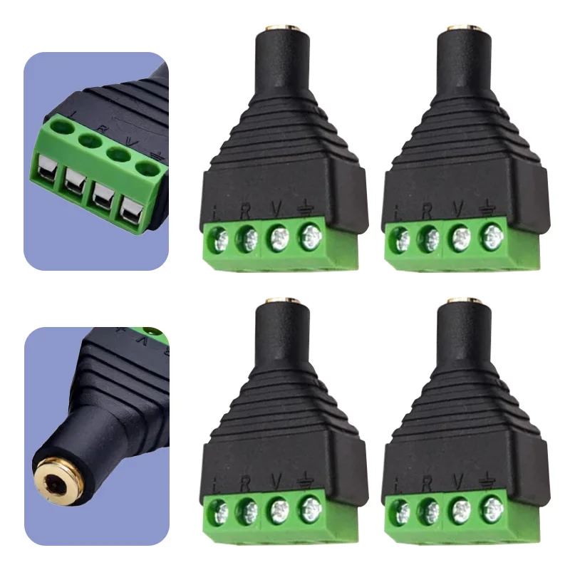 4/8/16PCS 3.5mm 4 Pole Female Stereo Audio Video To 4Pin Screw Terminal Female Headphone Balun Terminal Block Plug Connector