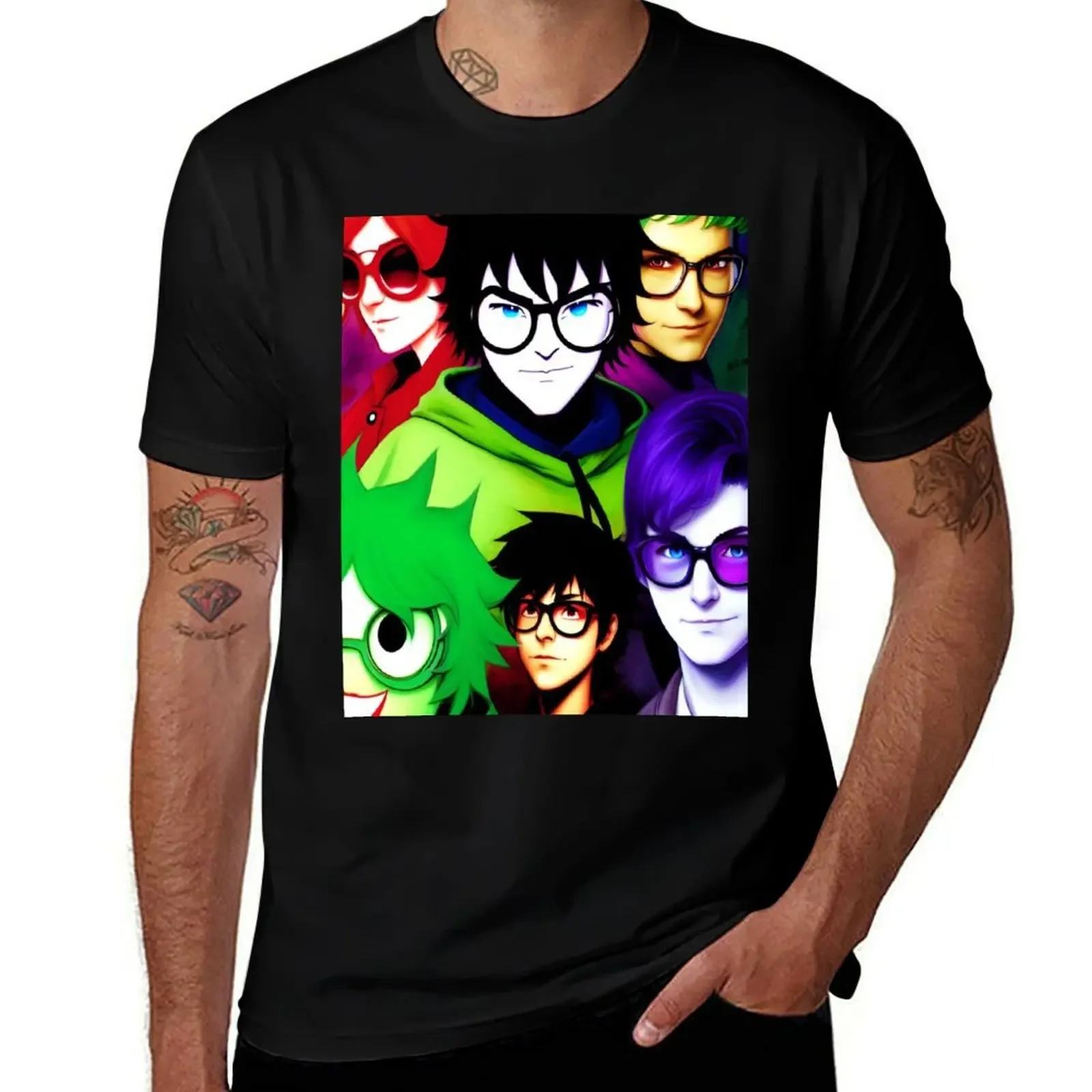 

homestuck T-Shirt boys animal print korean fashion blacks mens shirts graphic tee