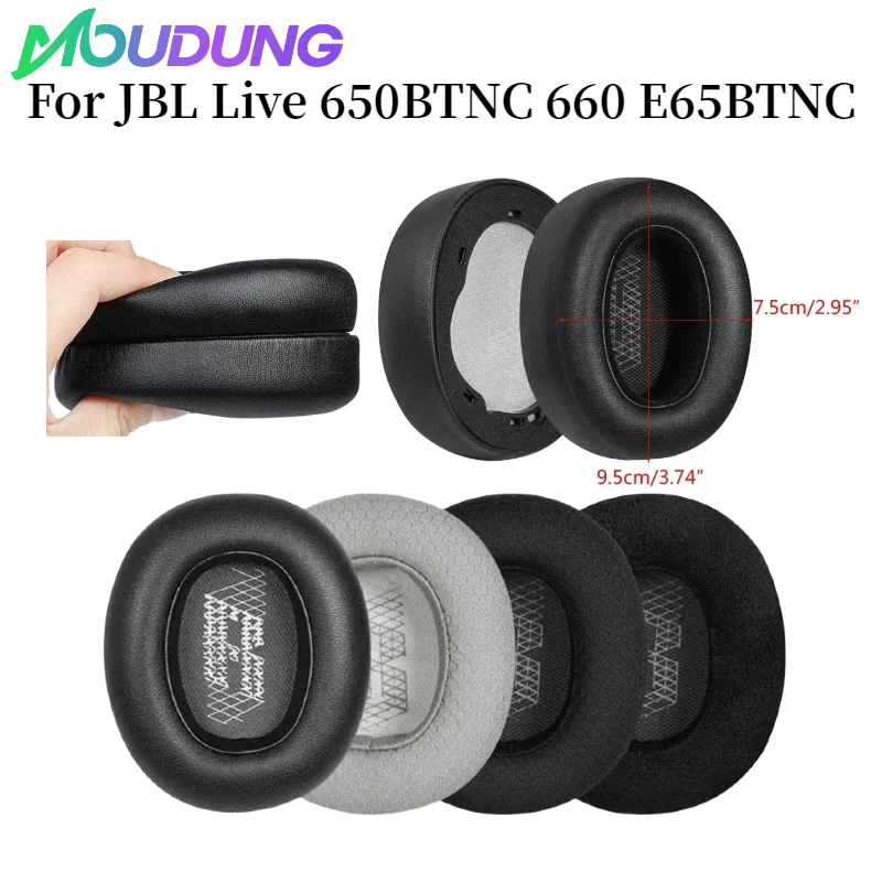 

MOUDUNG Replacement Mesh Fabric EarPads for JBL Live 650BTNC 660 E65BTNC Headphones Memory Foam Earmuffs Headphones Easy install