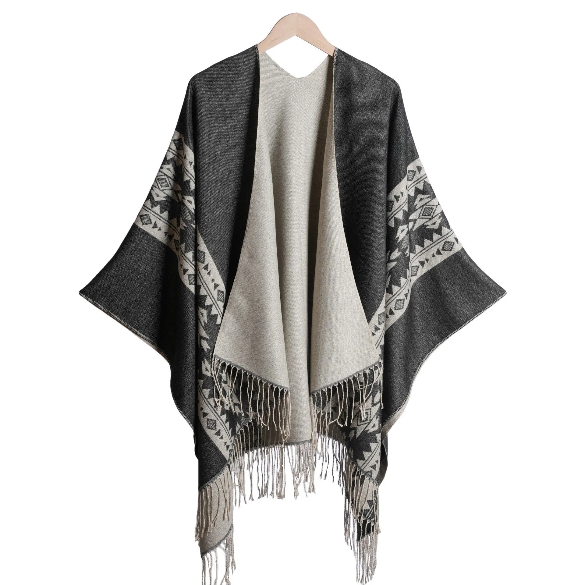Nuovo Poncho Autunno/Inverno Sciarpa Sciarpa Nuovo Jacquard Nappa Mantello Capelet Stile Etnico Retro Viaggio Calore Auto Guida Mantello