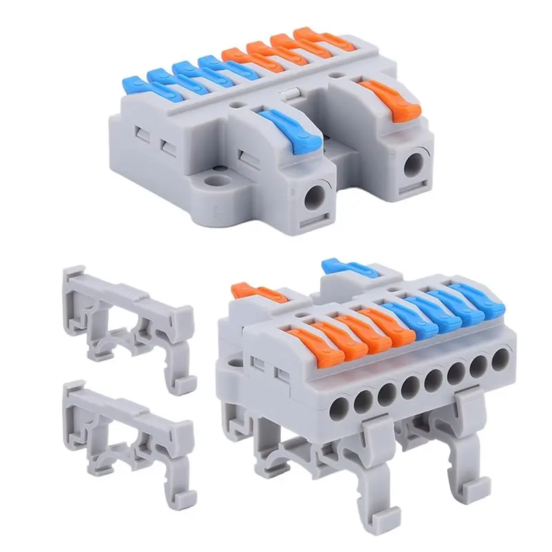 [NEWA76K!】 6Pcs DIN Rail Terminal Blocks 2 In 8 Out, 600V 32A Lever Wire Connector, Flame-Retardant PC For Control Cabinet Wirin