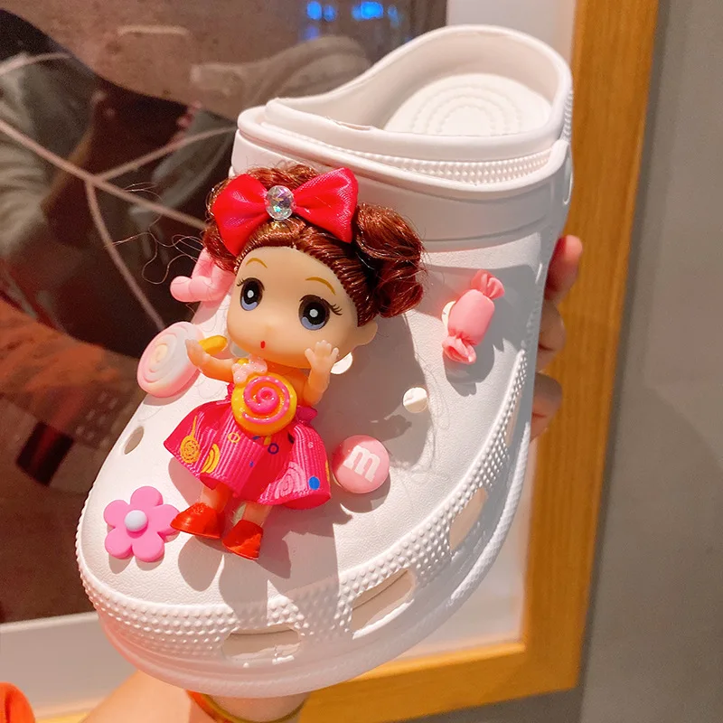 Cartoon Cute style Clogs DIY 3D stereo doll Shoe Flower Decorative Buckles Detachable Soft Rubber Shoe Charms Children gift